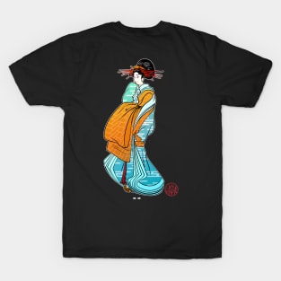 Bijinga - Geisha robot with red eyes T-Shirt